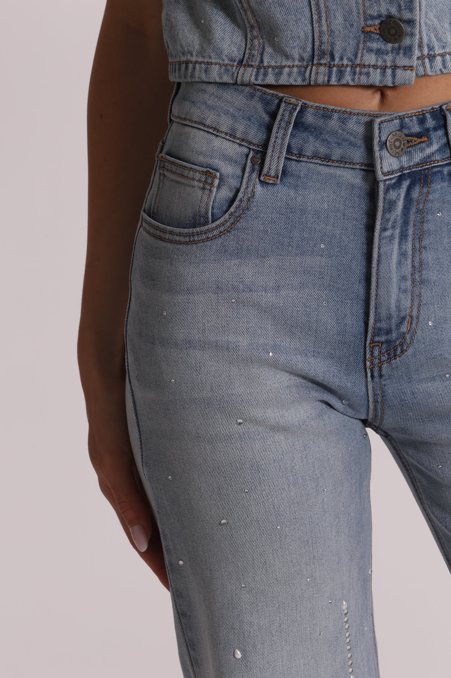 JEANS PIOGGIA DI STRASS