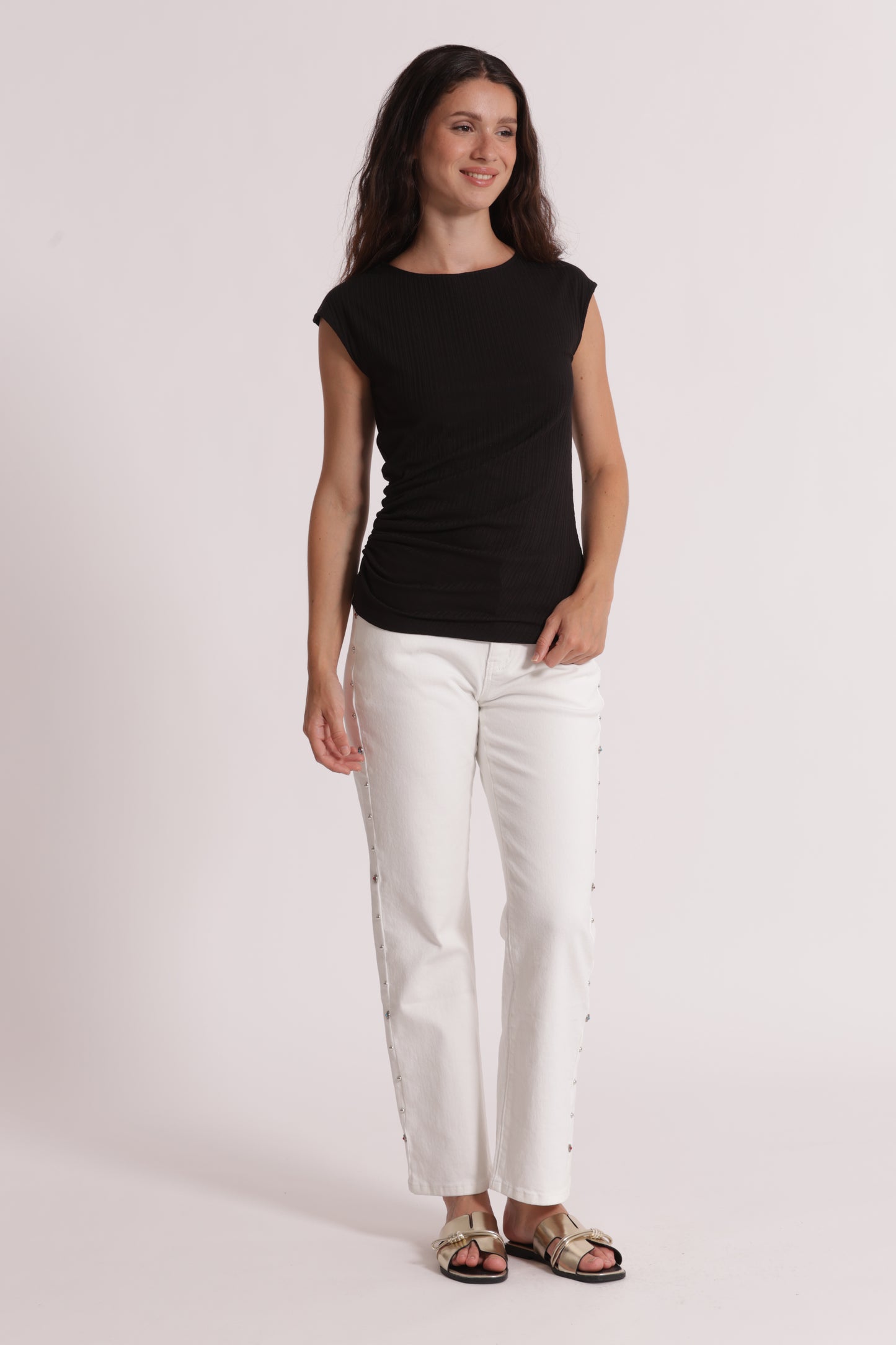 JEANS SIGARETTA CON BORCHIE LATERALI