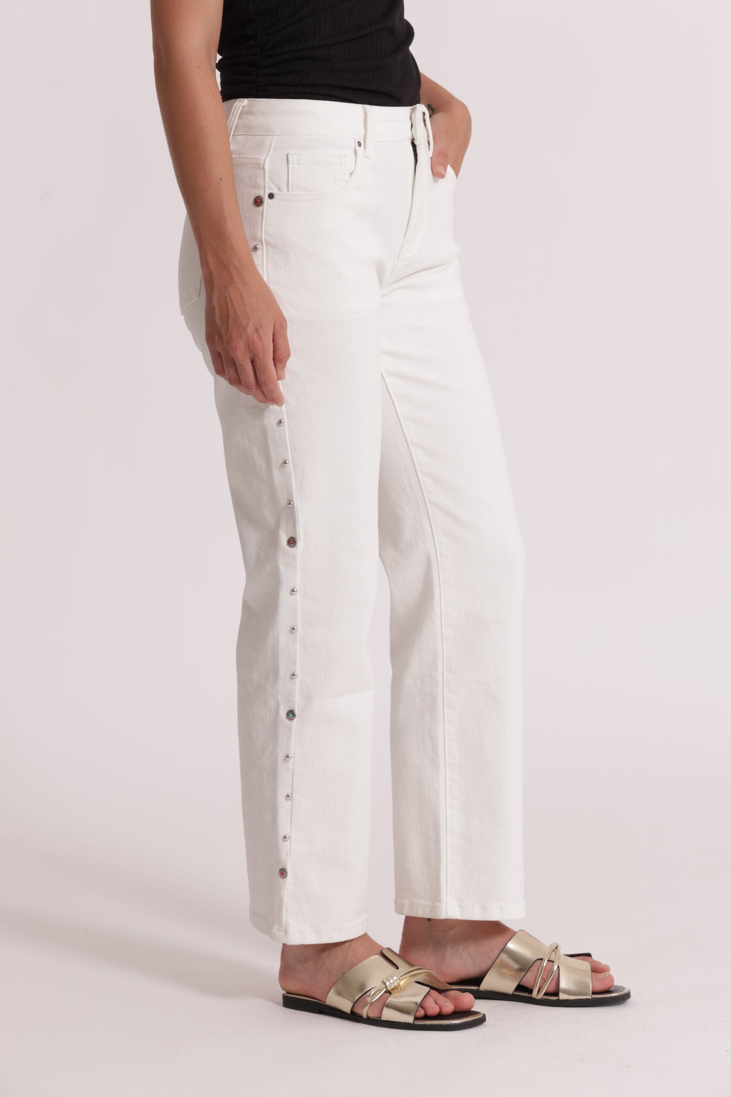 JEANS SIGARETTA CON BORCHIE LATERALI