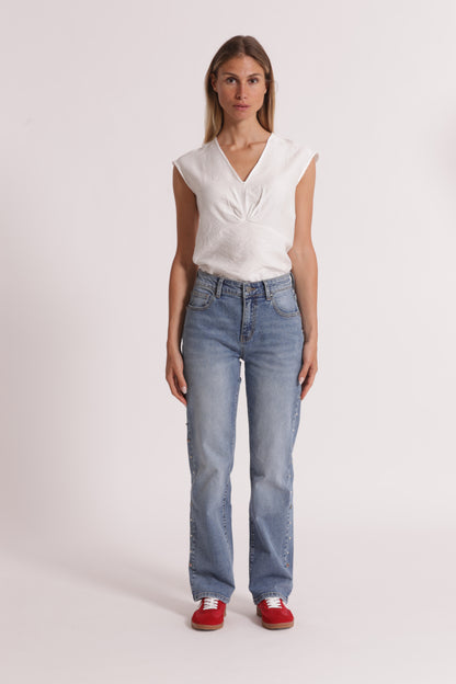 JEANS SIGARETTA CON BORCHIE LATERALI