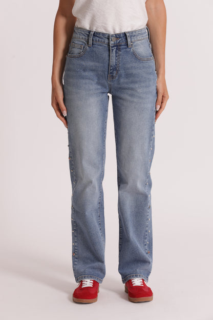 JEANS SIGARETTA CON BORCHIE LATERALI