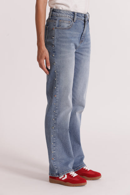 JEANS SIGARETTA CON BORCHIE LATERALI