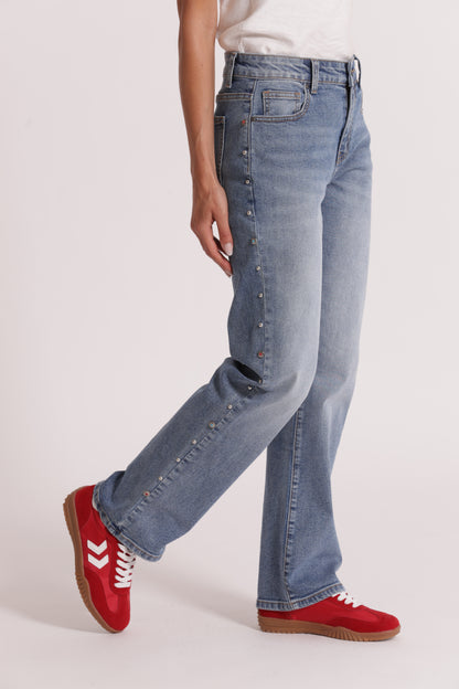 JEANS SIGARETTA CON BORCHIE LATERALI