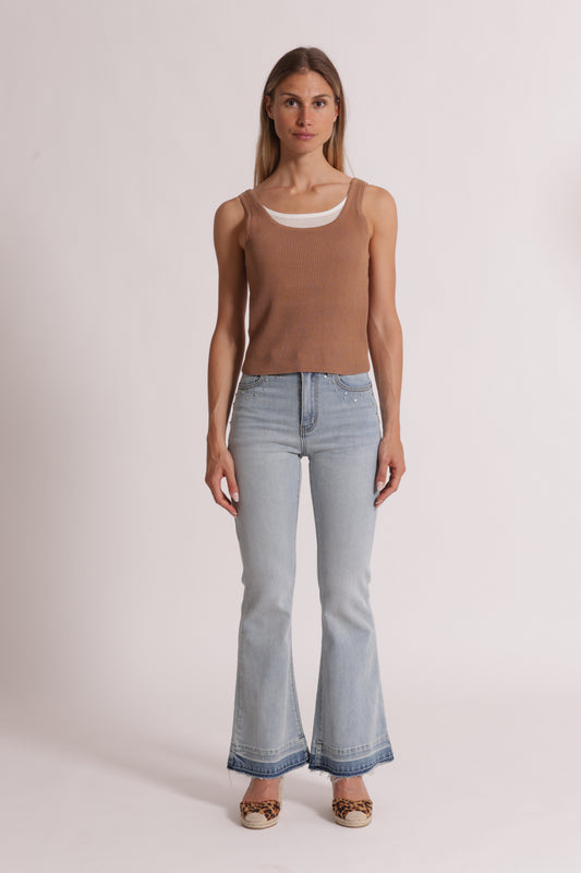 JEANS A ZAMPA CON DETTAGLIO GIOIELLO