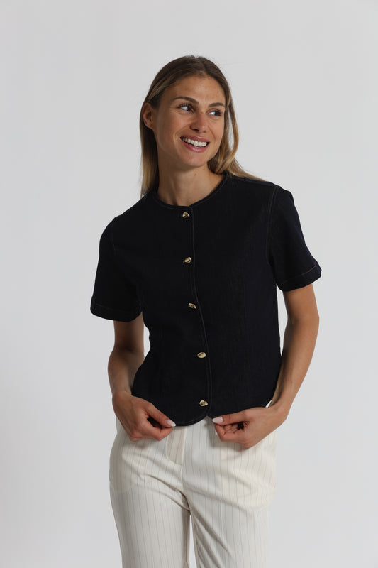 GIACCA IN DENIM CON BOTTONI ORO