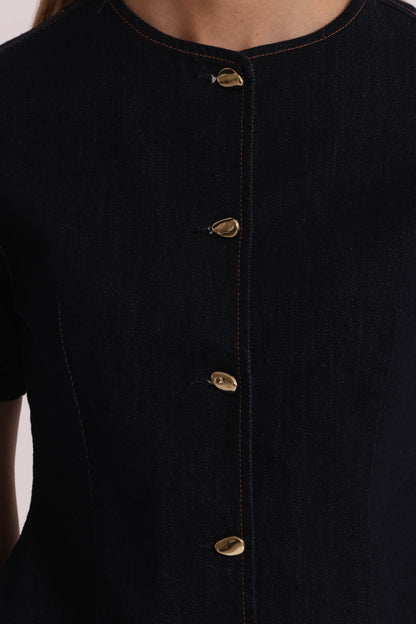GIACCA IN DENIM CON BOTTONI ORO