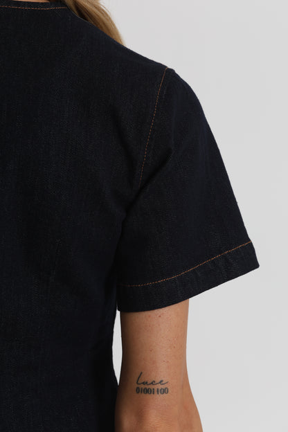 GIACCA IN DENIM CON BOTTONI ORO