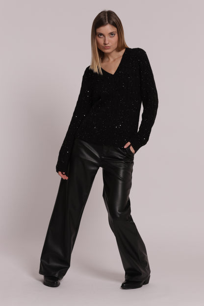 PANTALONE WIDE LEG SIMIL PELLE
