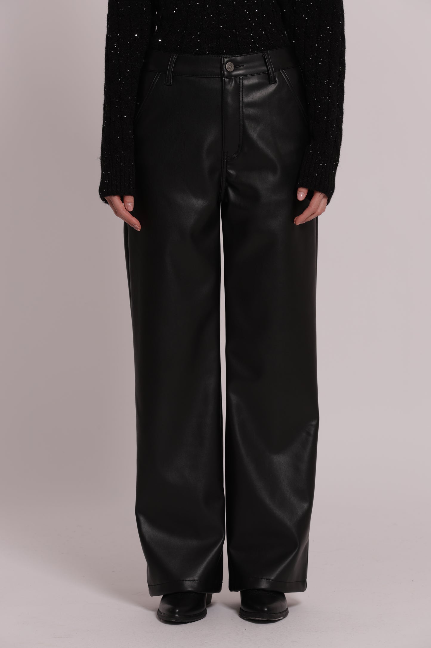 PANTALONE WIDE LEG SIMIL PELLE
