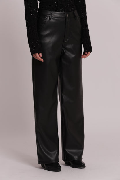 PANTALONE WIDE LEG SIMIL PELLE