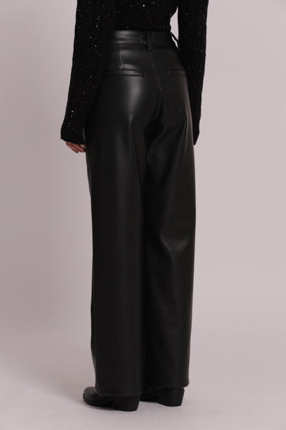 PANTALONE WIDE LEG SIMIL PELLE