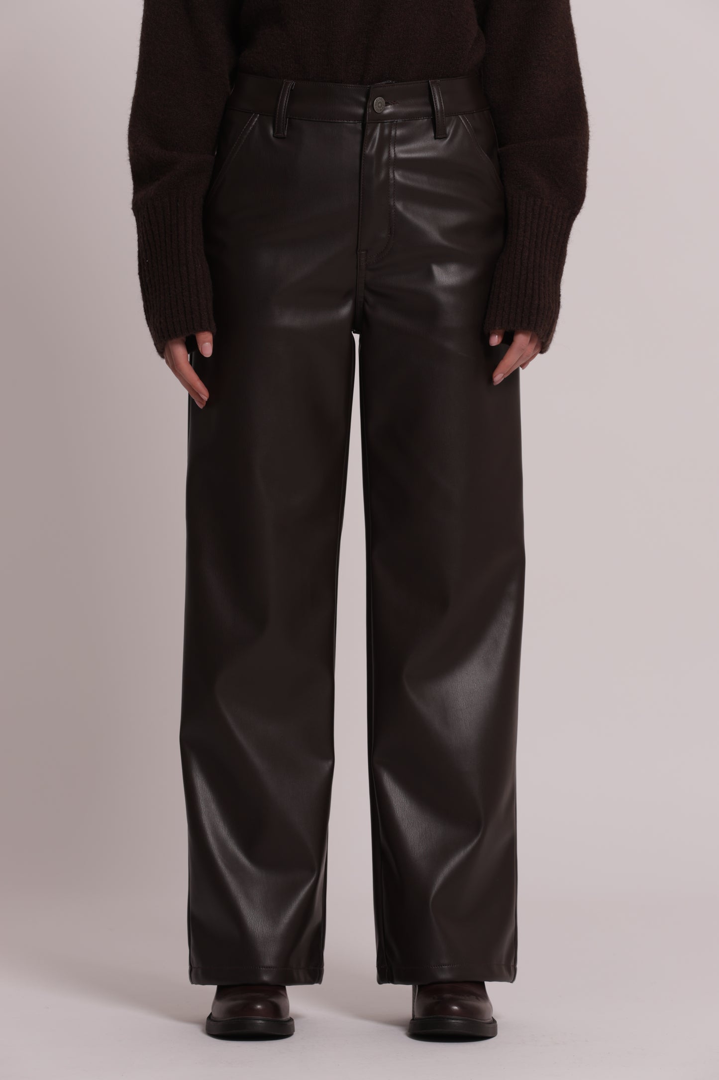 PANTALONE WIDE LEG SIMIL PELLE