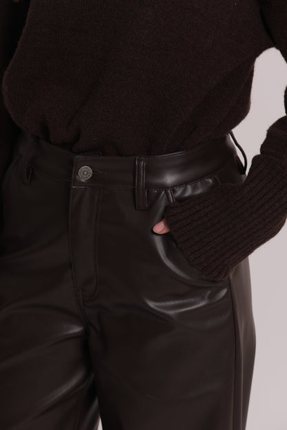 PANTALONE WIDE LEG SIMIL PELLE