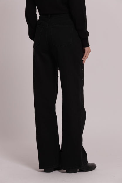 JEANS WIDE LEG CON CASTONI GIOIELLO