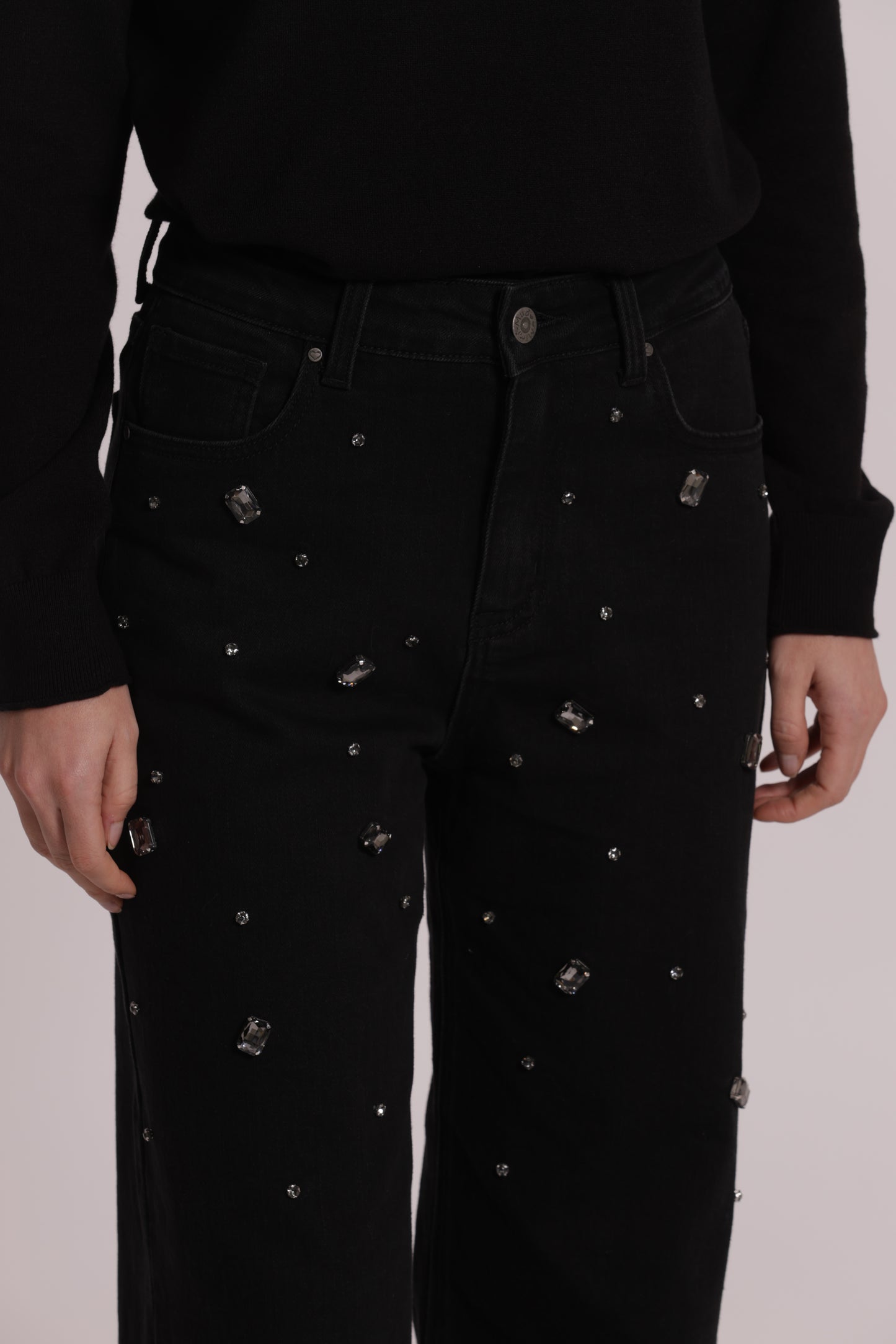 JEANS WIDE LEG CON CASTONI GIOIELLO