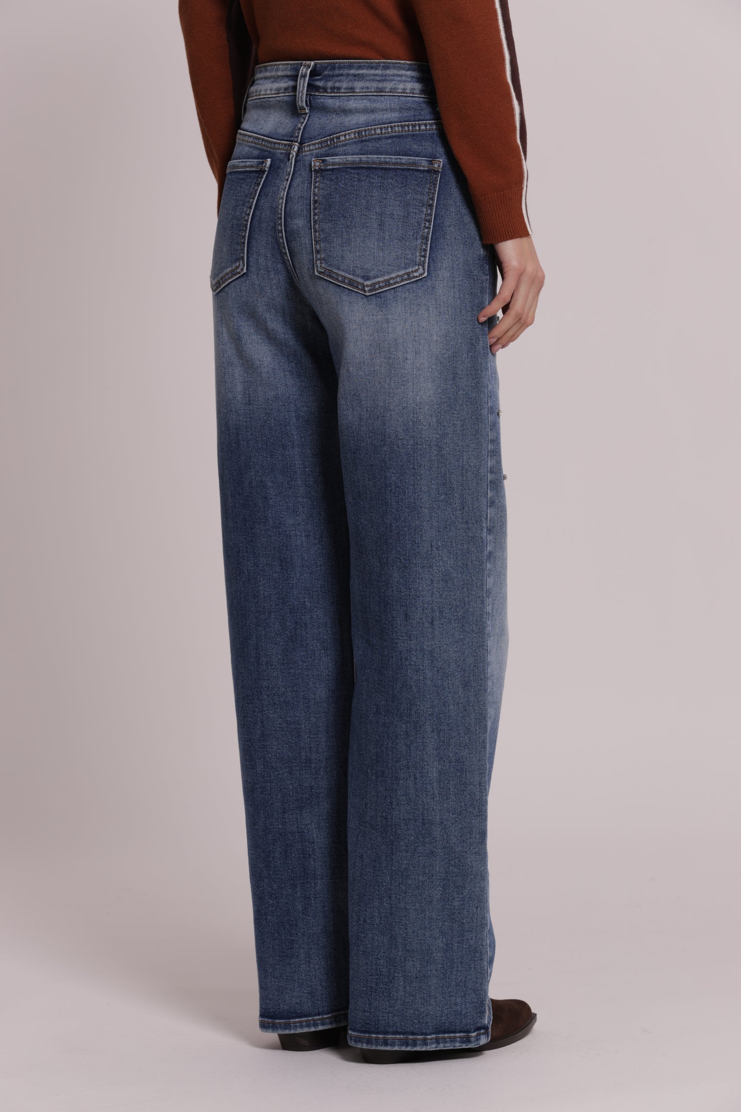 JEANS WIDE LEG CON CASTONI GIOIELLO