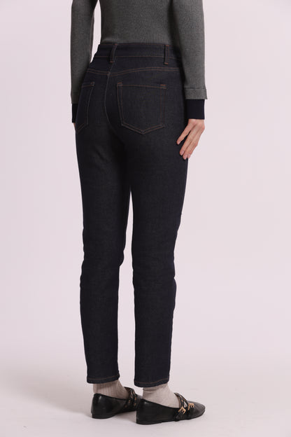 JEANS SIGARETTA CON BOTTONI VELLUTO E GIOIELLO