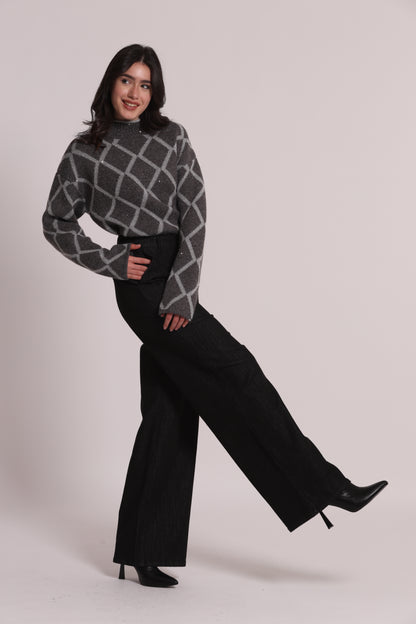 JEANS A PALAZZO CON TASCHE OBLIQUE
