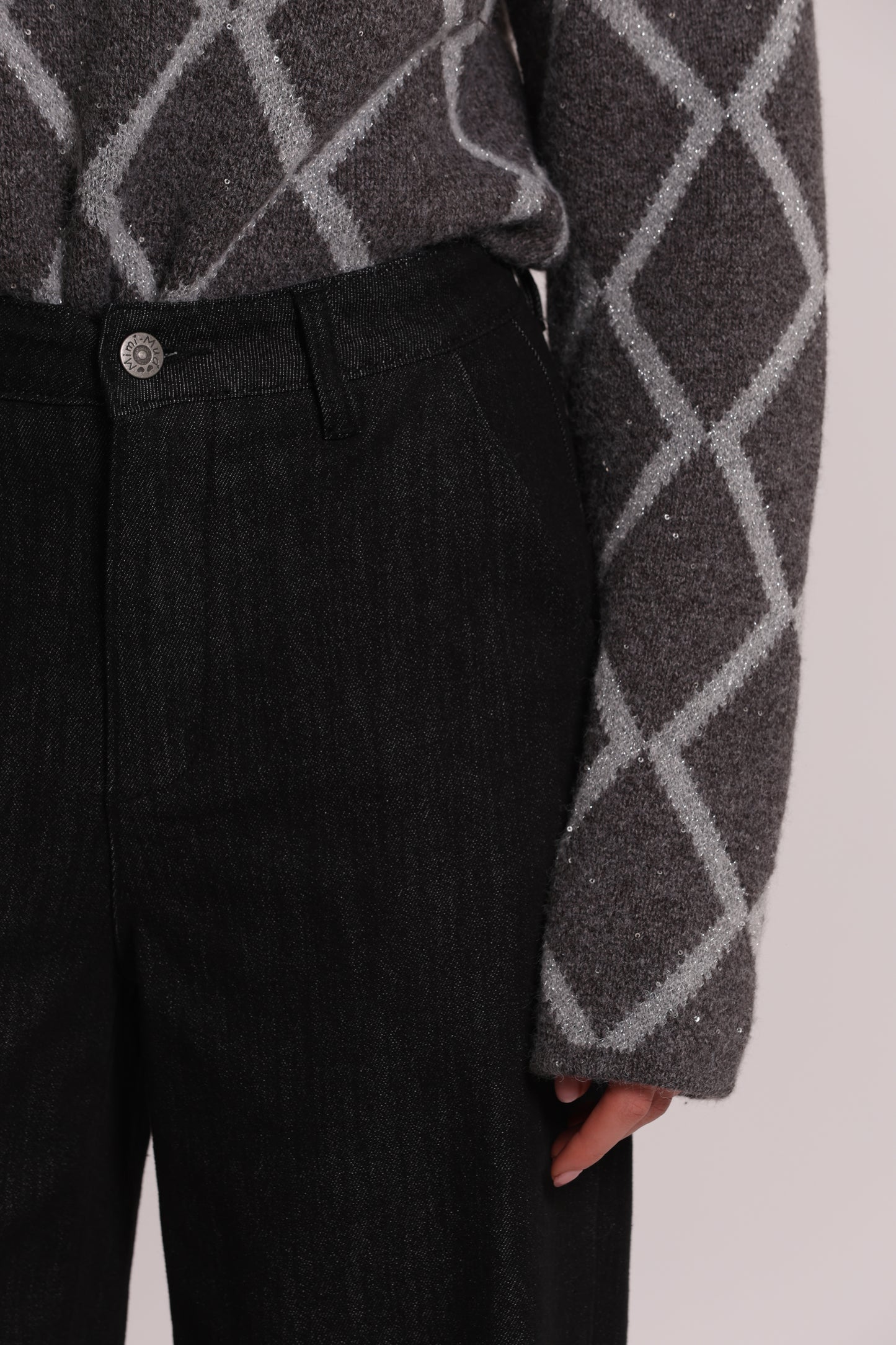 JEANS A PALAZZO CON TASCHE OBLIQUE
