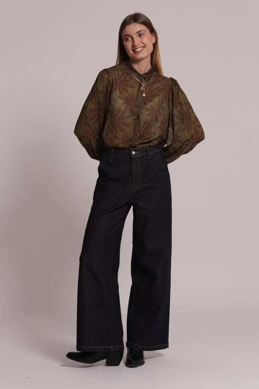 JEANS A PALAZZO CON TASCHE OBLIQUE