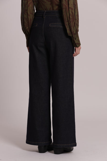 JEANS A PALAZZO CON TASCHE OBLIQUE
