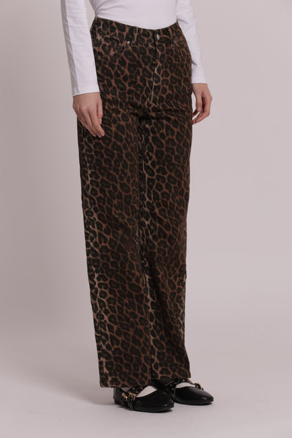 JEANS PALAZZO CON STAMPA ANIMALIER