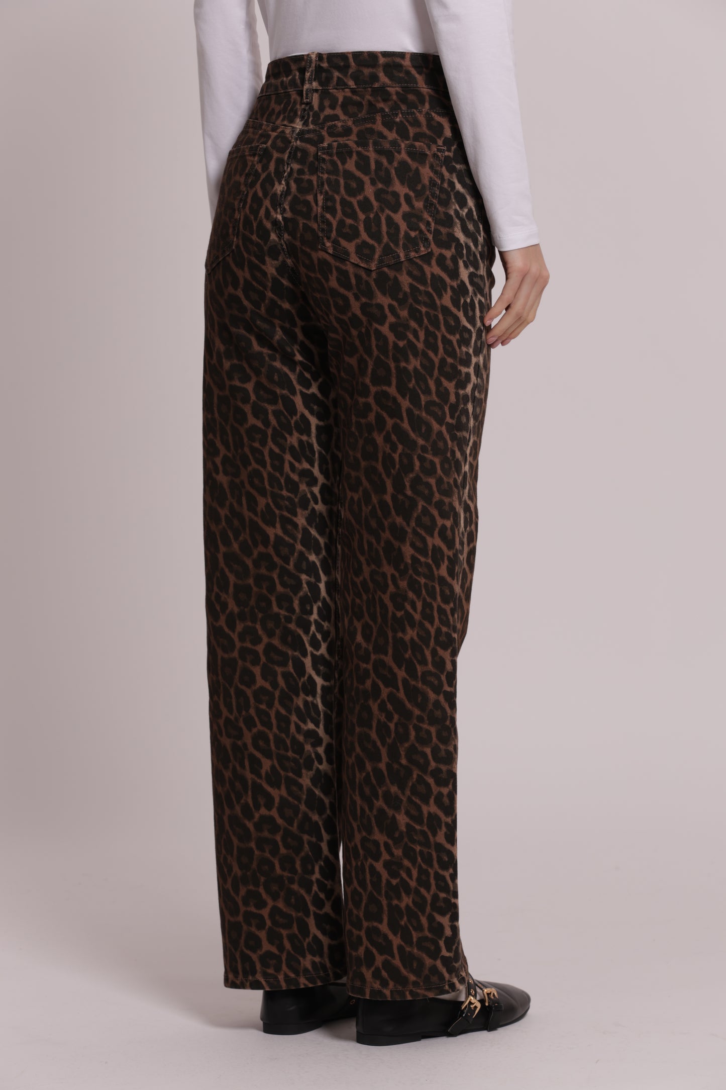 JEANS PALAZZO CON STAMPA ANIMALIER