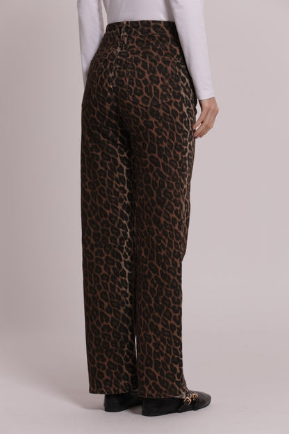 JEANS PALAZZO CON STAMPA ANIMALIER