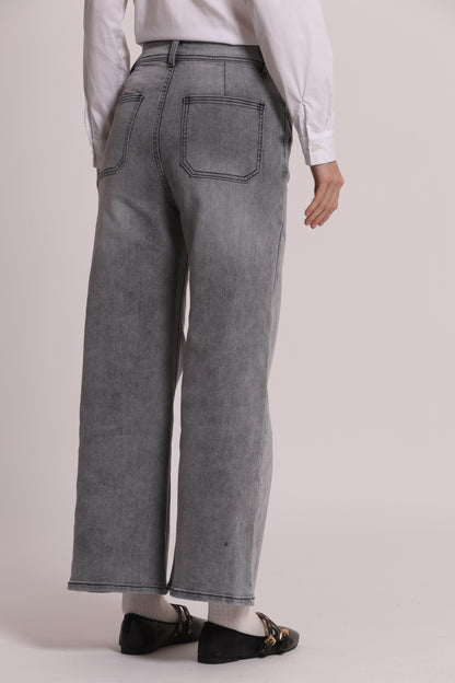 JEANS PALAZZO CON APPLICAZIONI LATERALI