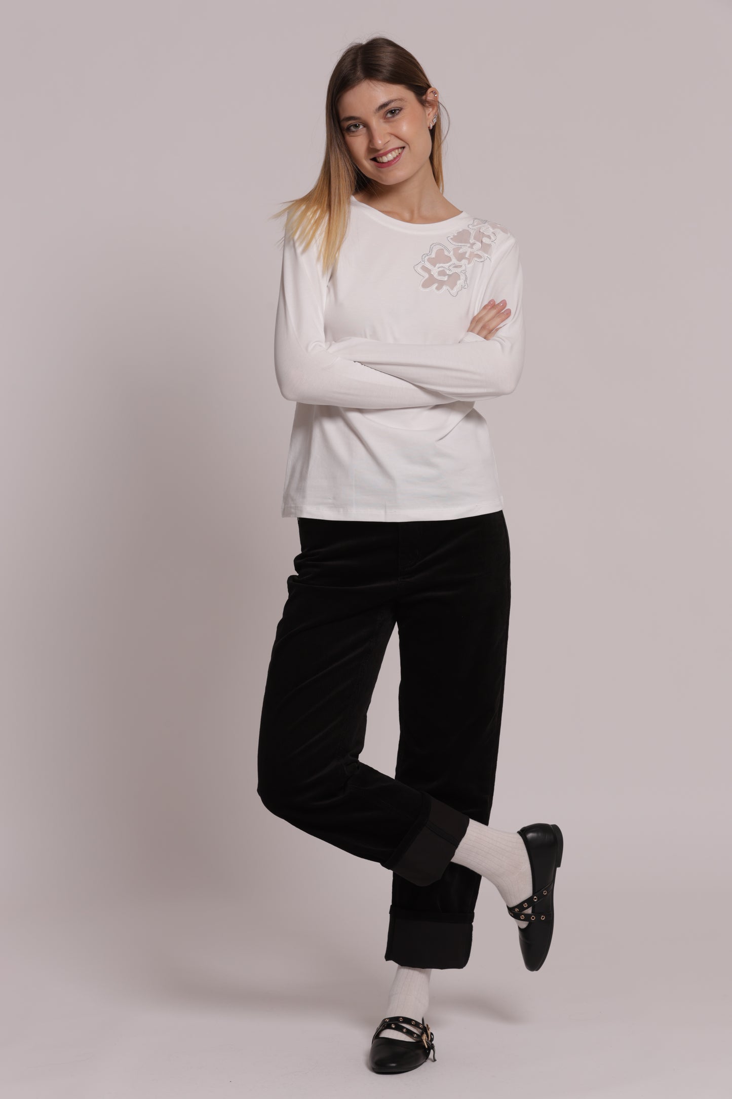 JEANS CROPPED IN VELLUTO