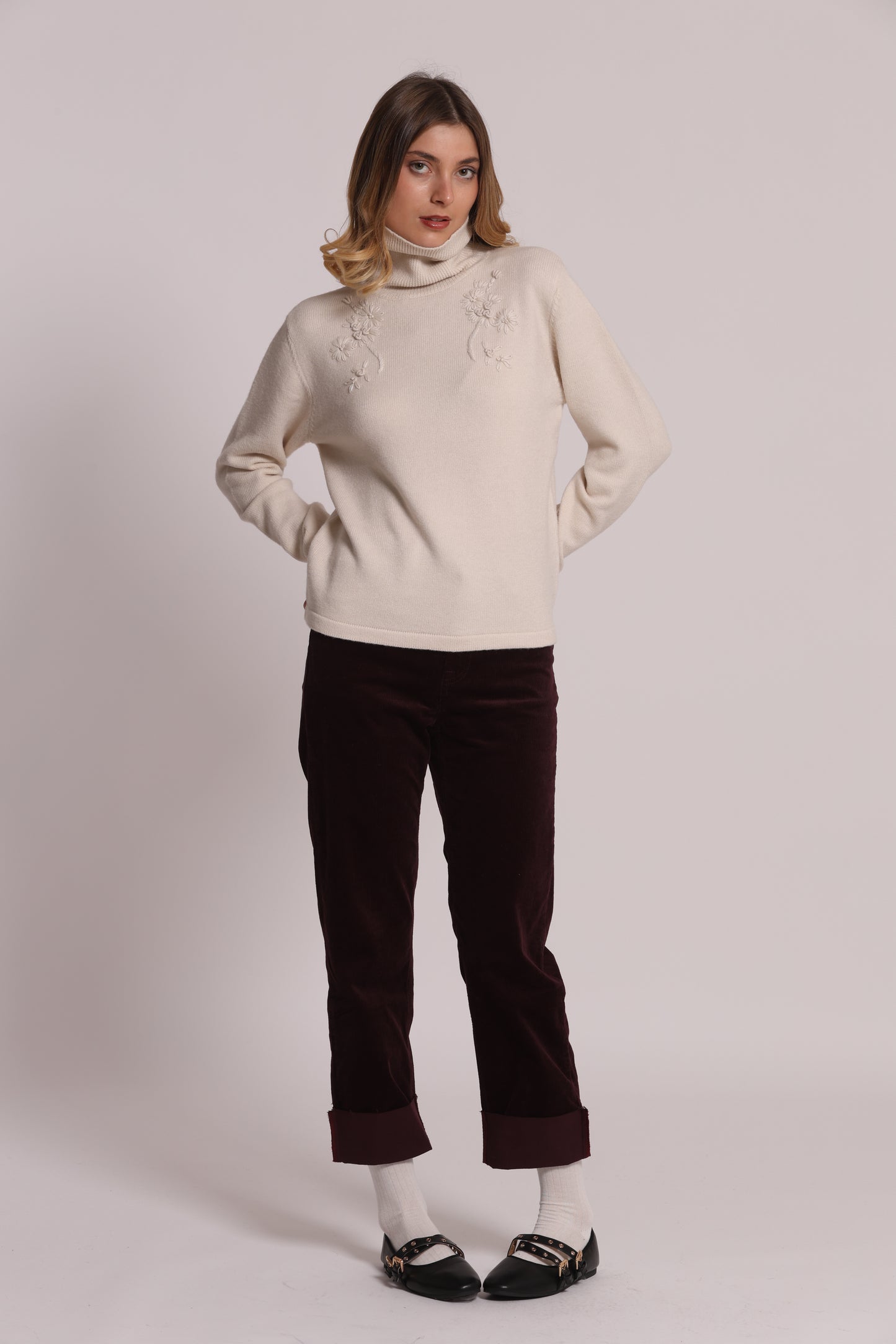 JEANS CROPPED IN VELLUTO