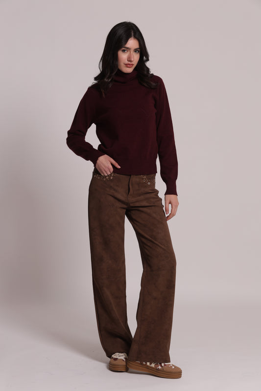 PANTALONE IN TESSUTO SPALMATO CON BORCHIE